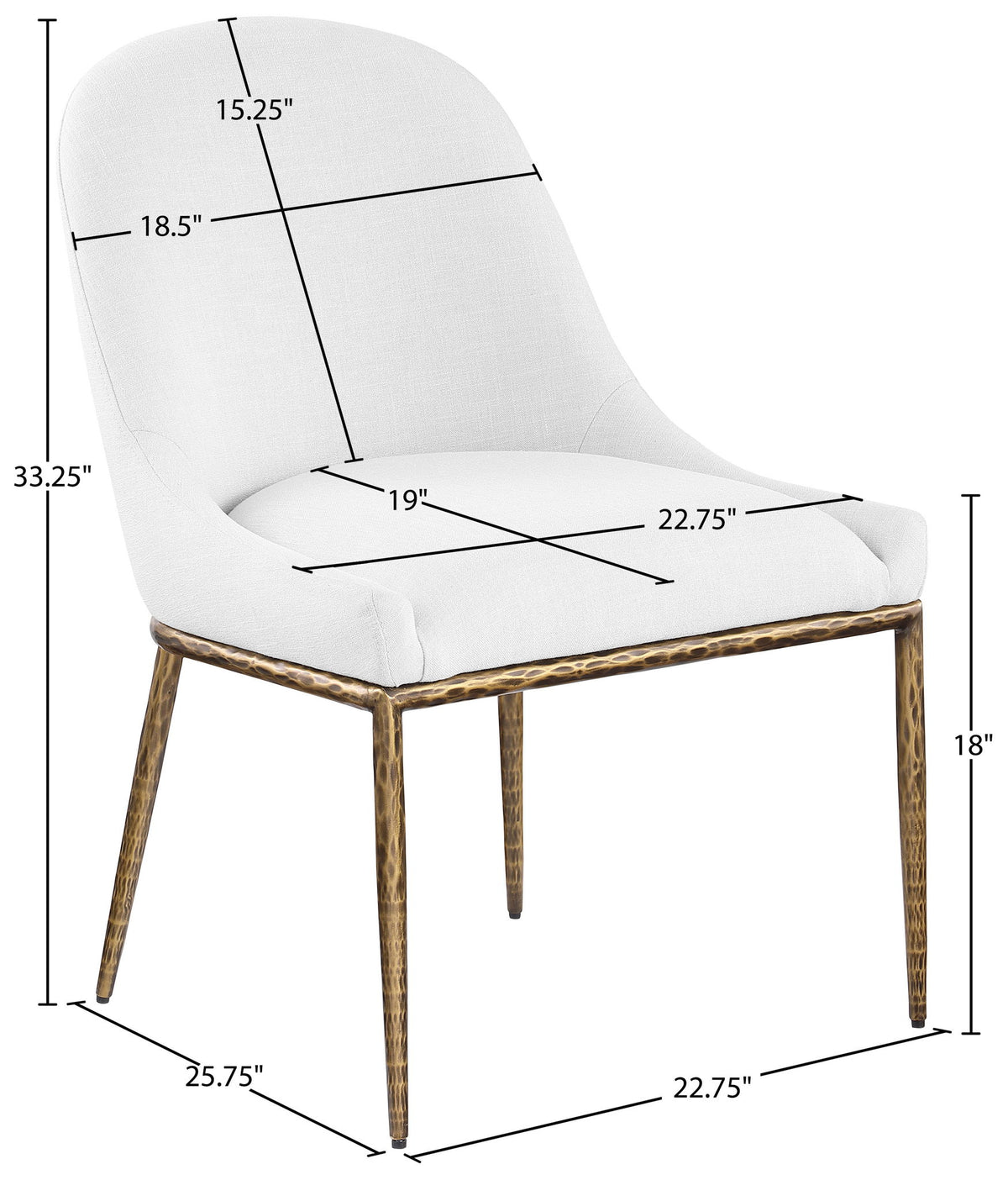Ferro - Upholstered Dining Side Chair With Brushed Gold Legs