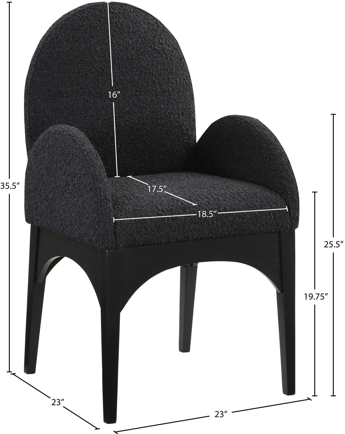 Waldorf - Boucle Dining Arm Chair With Black Legs