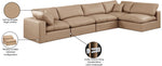 Comfy - 5 Piece Faux Leather Modular Sectional - Tan