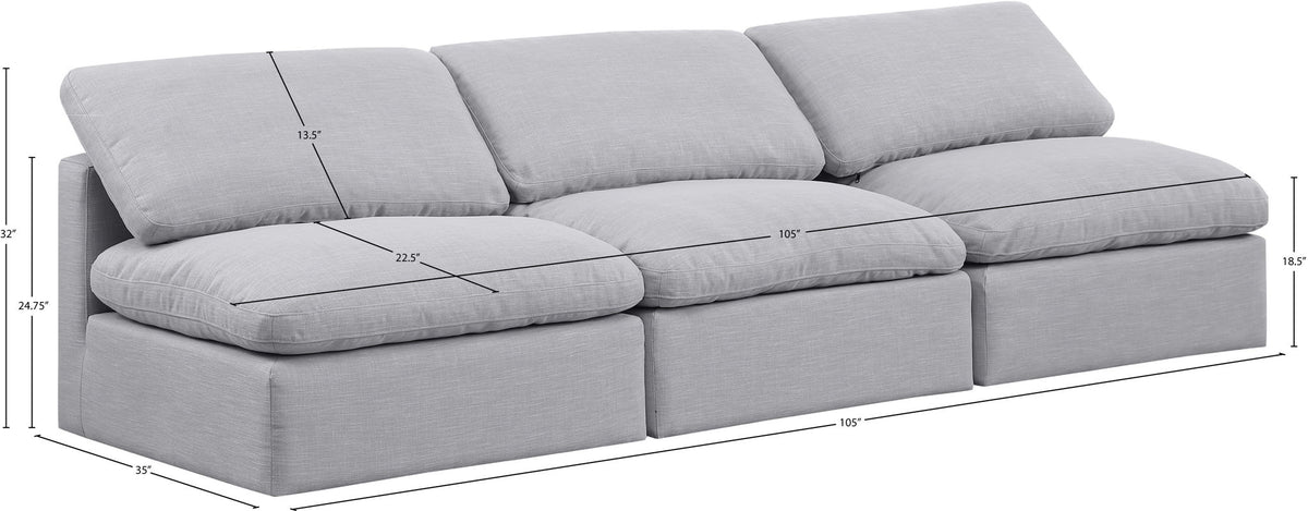 Indulge - Linen 3 Seat Modular Armless Sofa