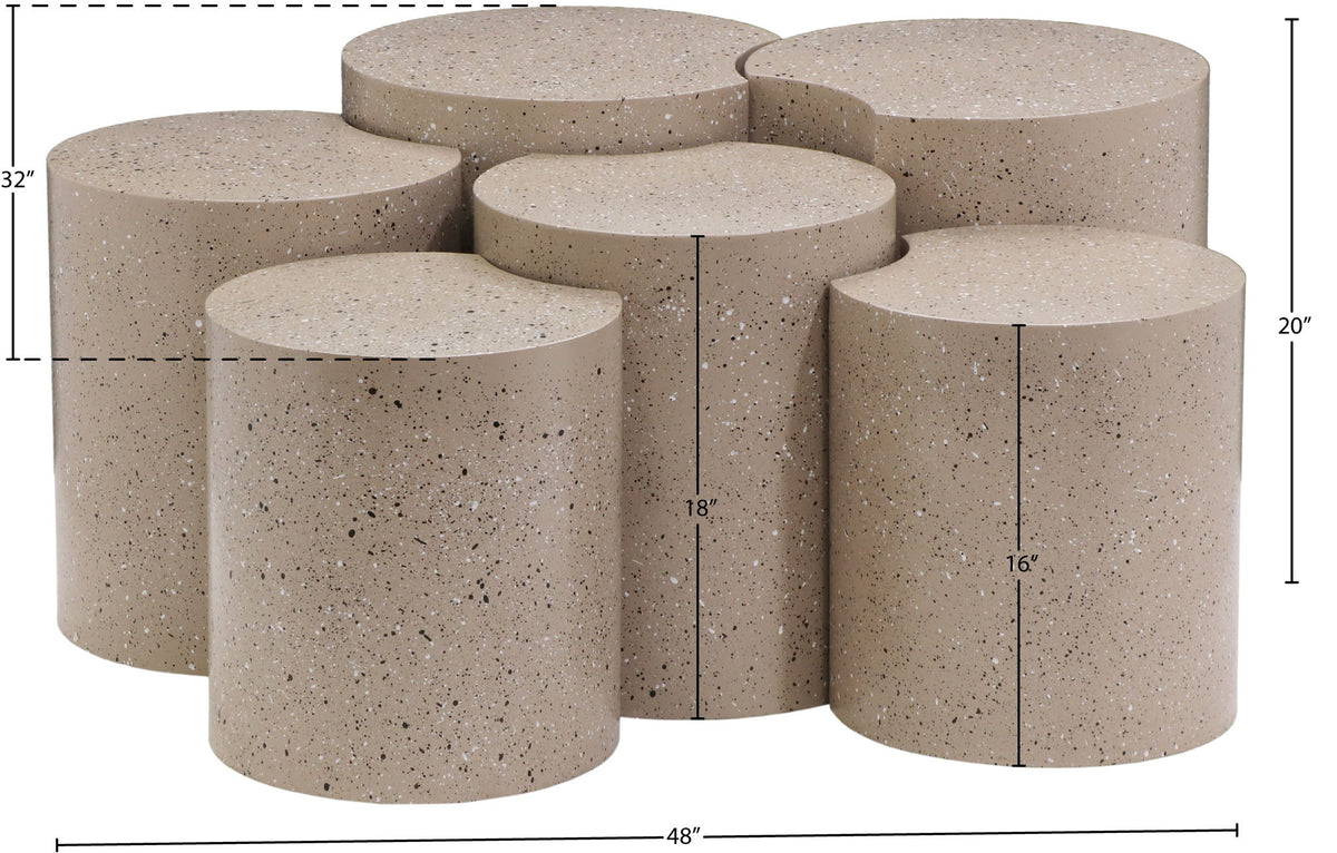 Dimple - 20" 6 Piece Modular Coffee Table - Terazzo Finish
