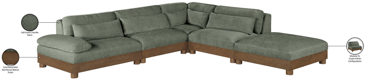 Turin - Chenille Fabric Upholstered Modular Sectional - Green
