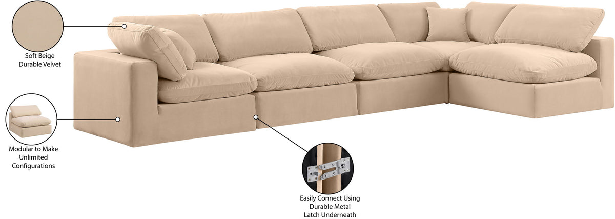 Comfy - 5 Piece Velvet Modular Sectional