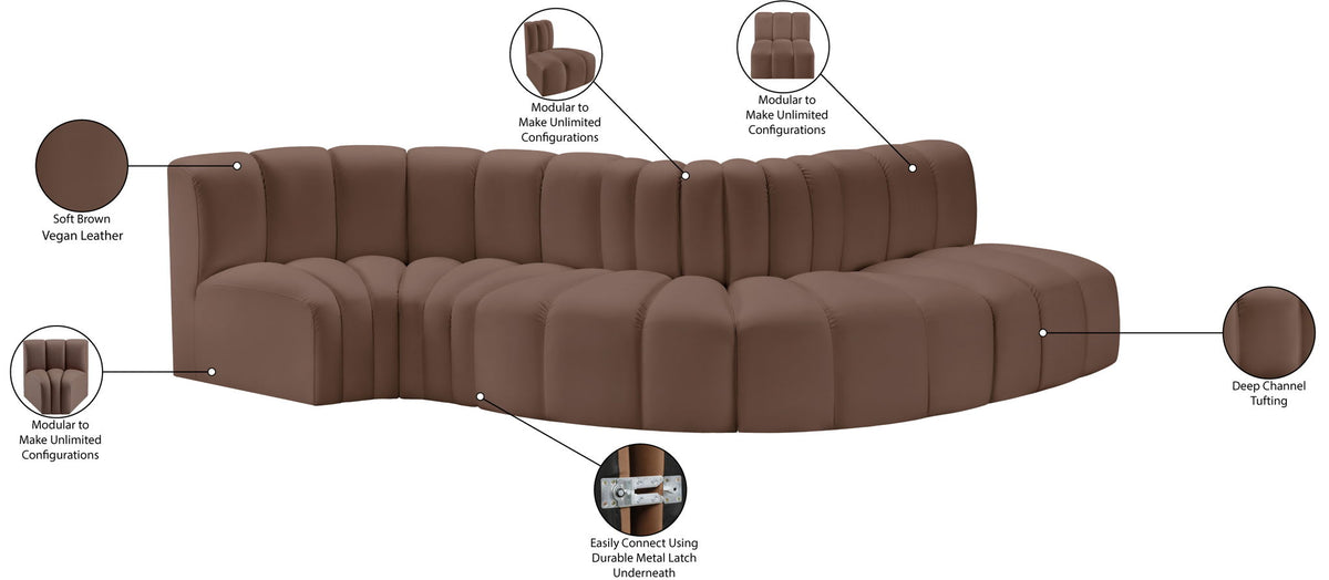 Arc - Faux Leather 5 Piece Modular Sofa