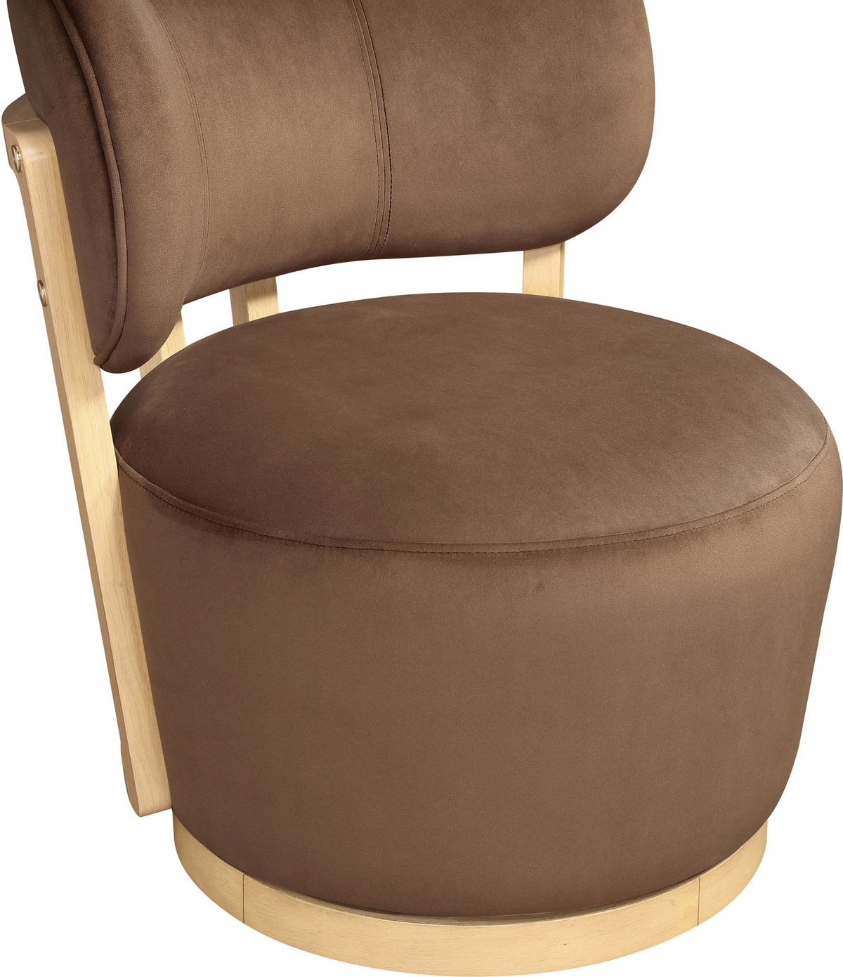 Elara - Velvet Upholstered Swivel Accent Chair - Stained Natural