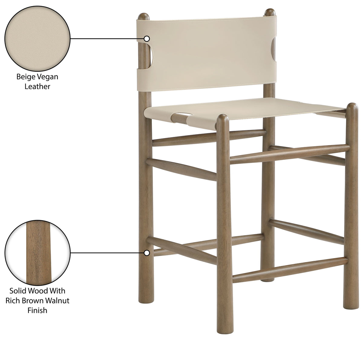 Santos - Upholstered Counter Stool With Stained Brown Base