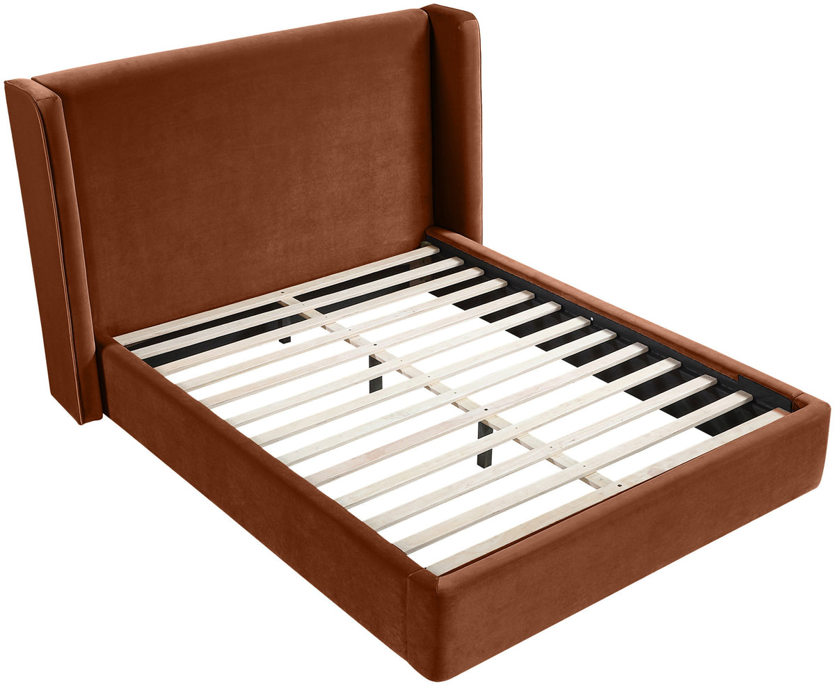 Kendall - Velvet Upholstered Bed - Cognac