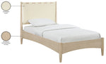 Santos - Vegan Leather Headboard And Wood Bed - Waxed Natural Frame
