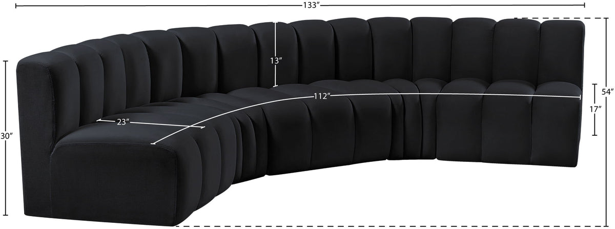 Arc - Velvet 5 Piece U-Shaped Modular Sofa