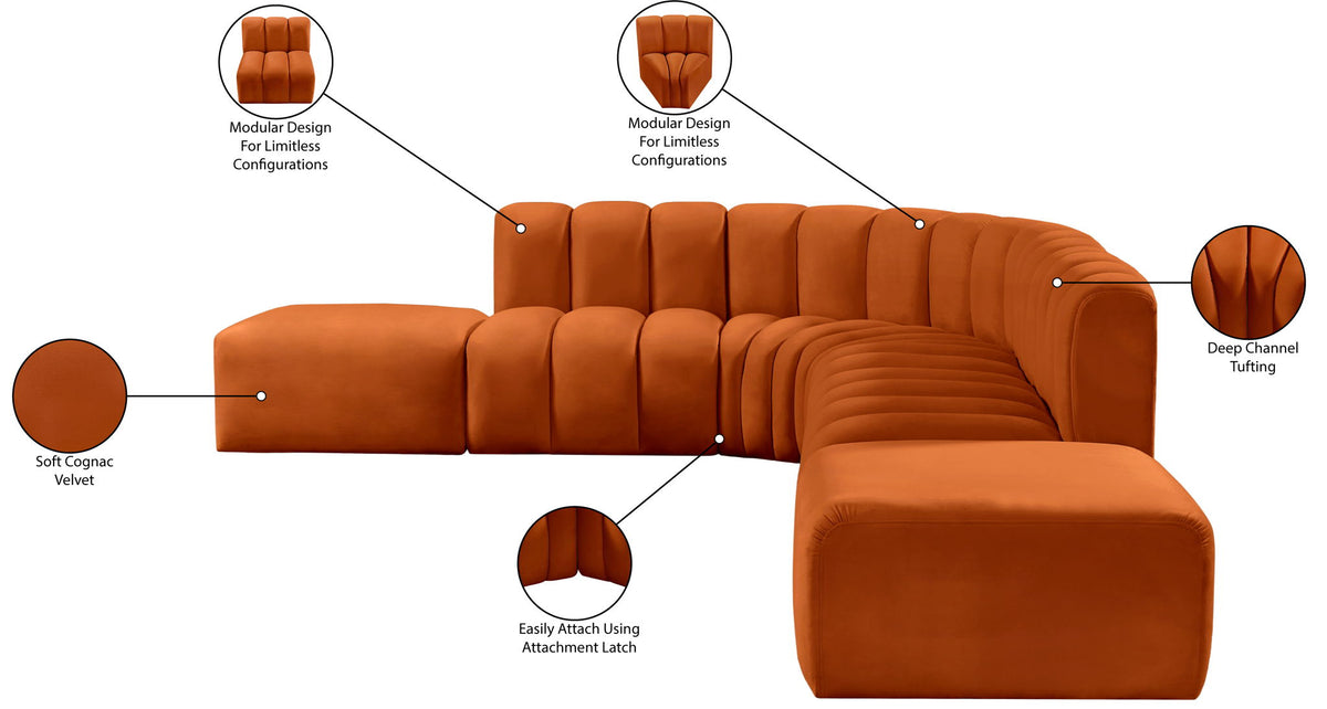 Arc - Velvet 7 Piece Corner Modular Sofa