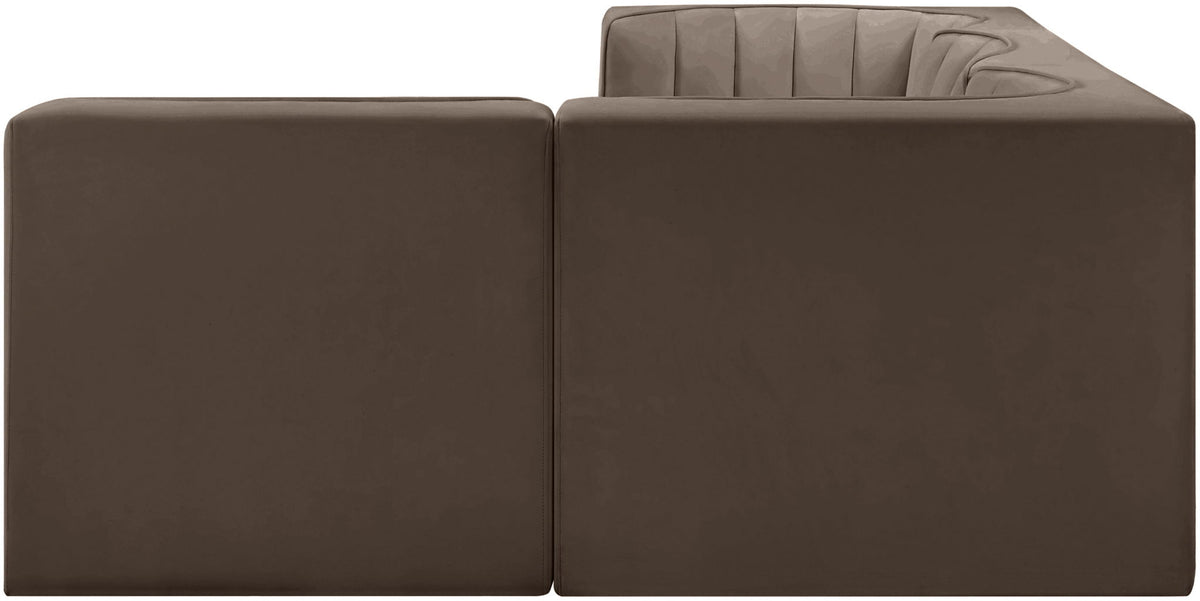Rummi - Velvet Performance Fabric Upholstered 4 Piece Modular Sectional