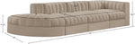 Rummi - Velvet Performance Fabric Upholstered 4 Piece Modular Sectional With Reverse Corner Chair