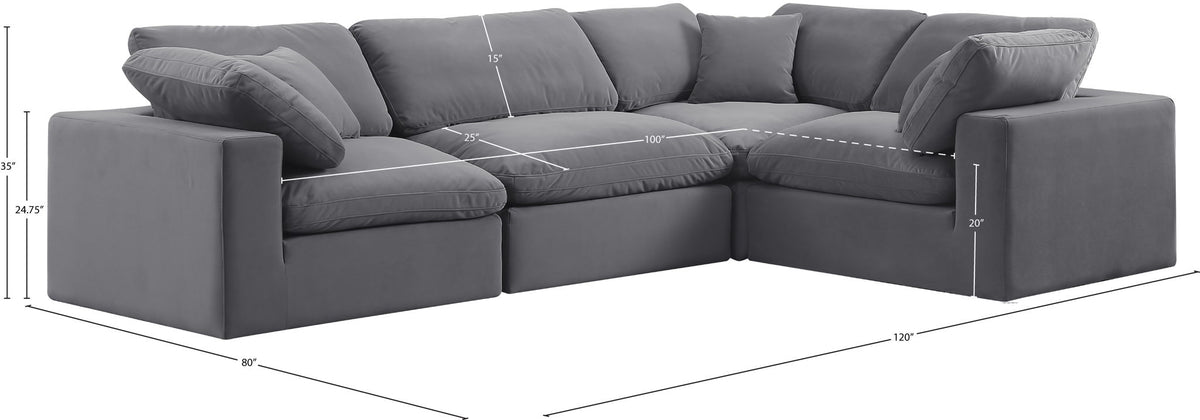 Comfy - 4 Piece Velvet Modular Sectional
