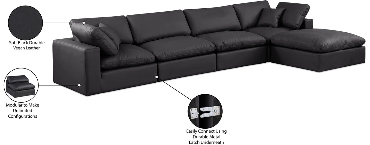 Comfy - 5 Piece Faux Leather Modular Sectional With Chaise