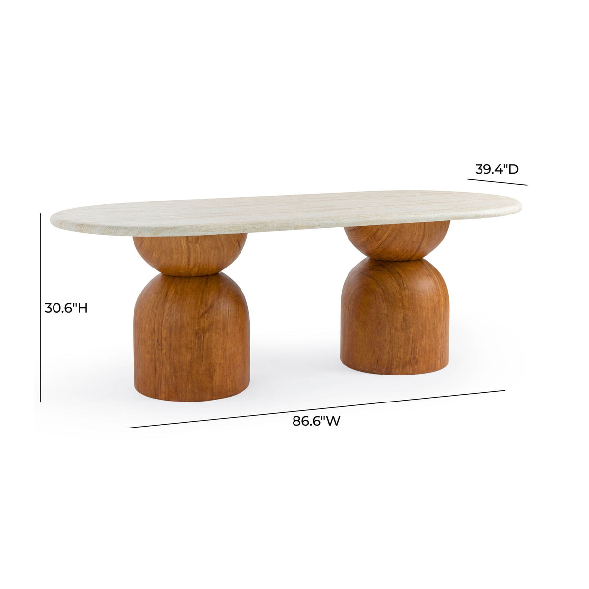Cynthia - 87" Indoor / Outdoor Long Dining Table - Brown / Travertine