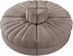 Rummi - Round Velvet Performance Fabric Upholstered 4 Piece Modular Sofa