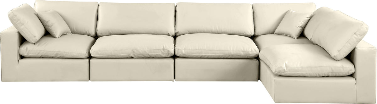 Comfy - 5 Piece Faux Leather Modular Sectional