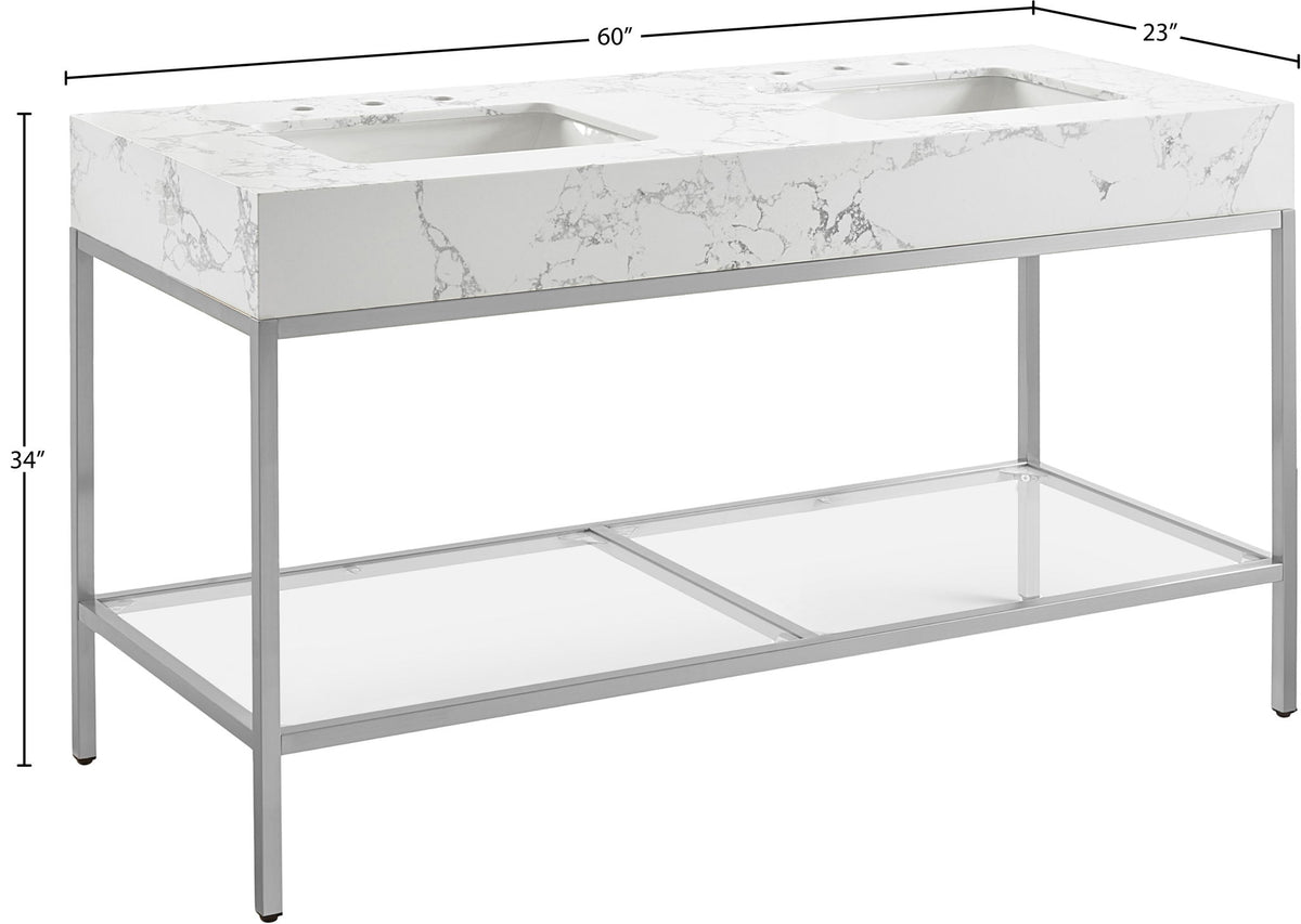 Marmo - Engineered Marble Bathroom Vanity With Chrome Base