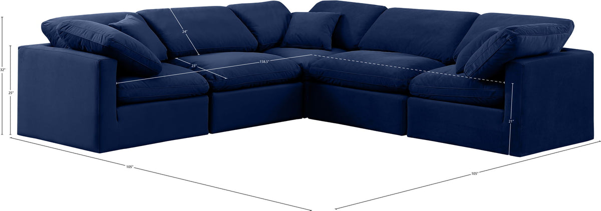 Indulge - Velvet 5 Piece Modular Corner Sectional