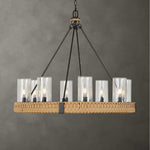 Palm Royal - 8 Light Indoor-Outdoor Chandelier - Black / Light Brown