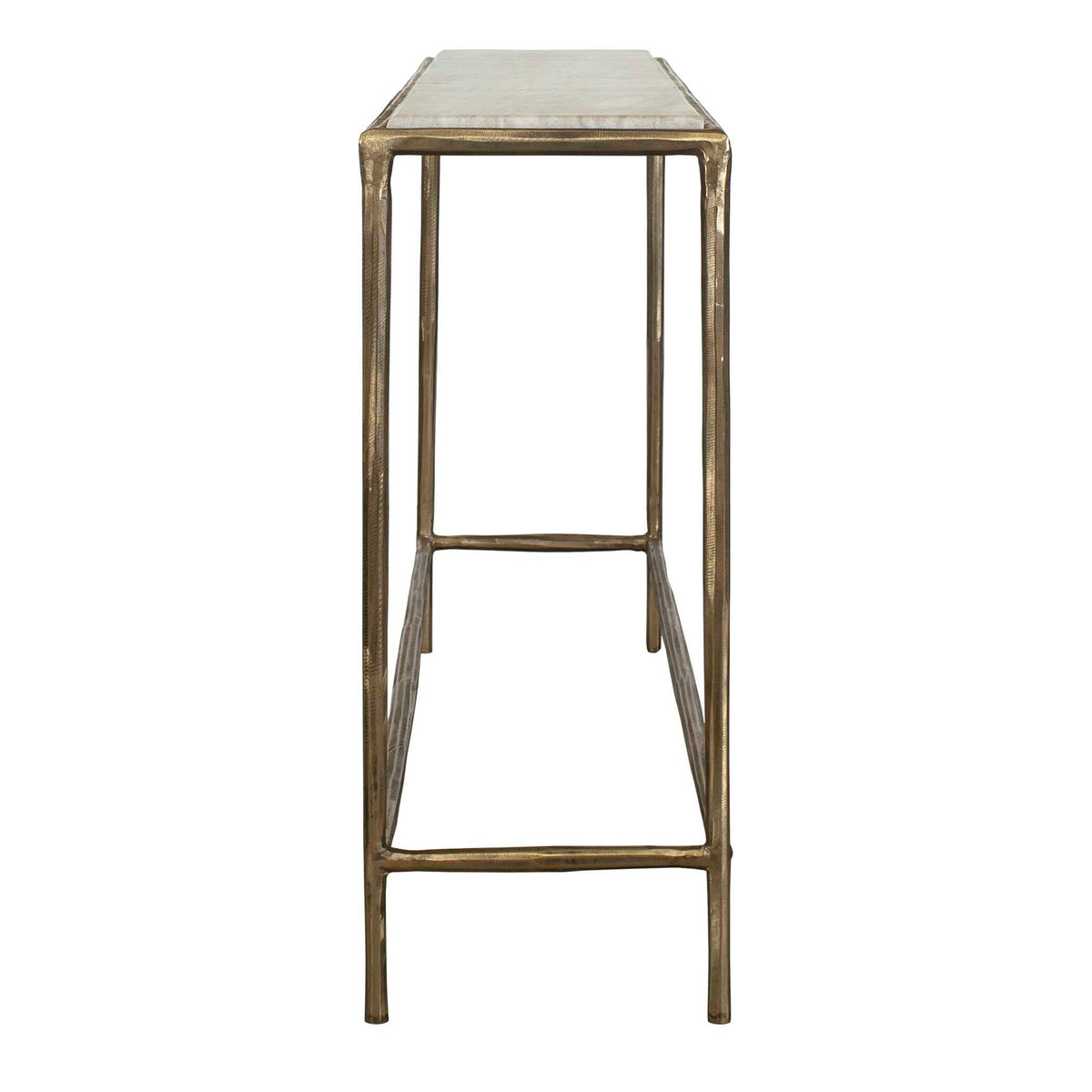 Minerva - Marble Top Console Table - Brass / Gray / White