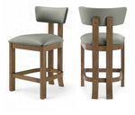 Lavrin - Vegan Leather Upholstered Counter Stool (Set of 2) - Walnut Base