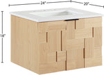 Leonardo - Engineered Stone And Solid Wood 24" Wall Mounted Bathroom Vanity