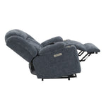 Omarion - Power Recliner With Lift & Heating & Massage - Blue Chenille