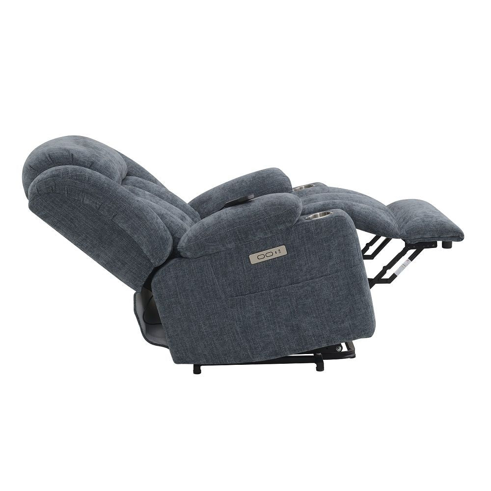 Omarion - Power Recliner With Lift & Heating & Massage - Blue Chenille