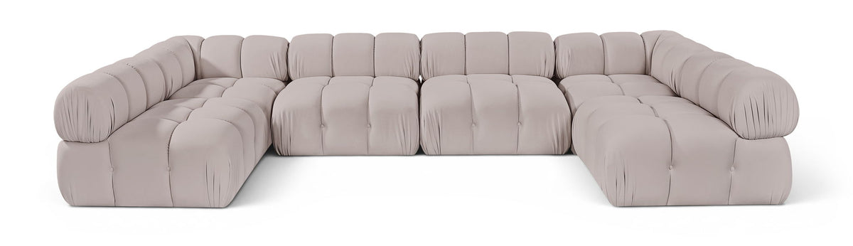 Orin - U-Shaped Velvet 6 Piece Modular Sectional