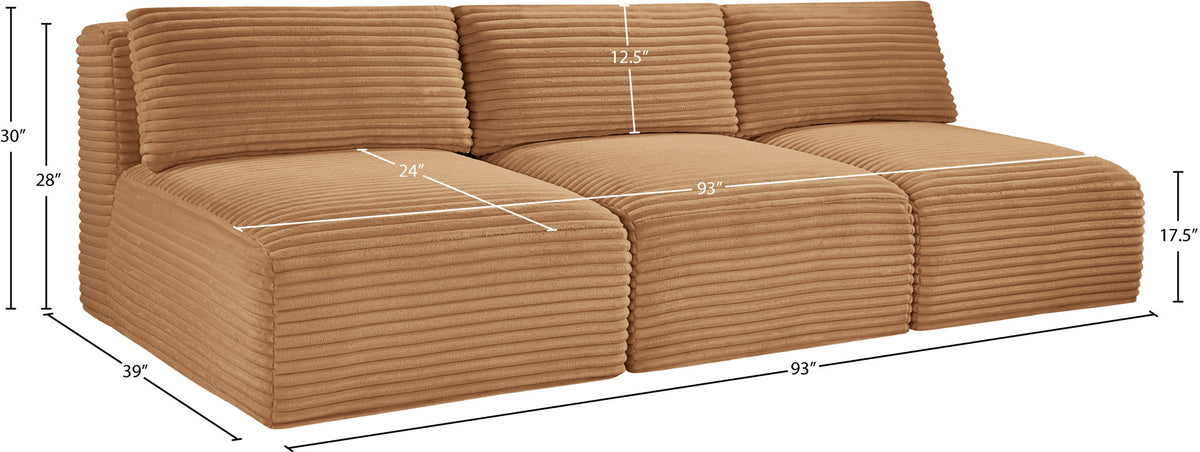 Shaggy - Fabric 3 Seat Modular Armless Sofa