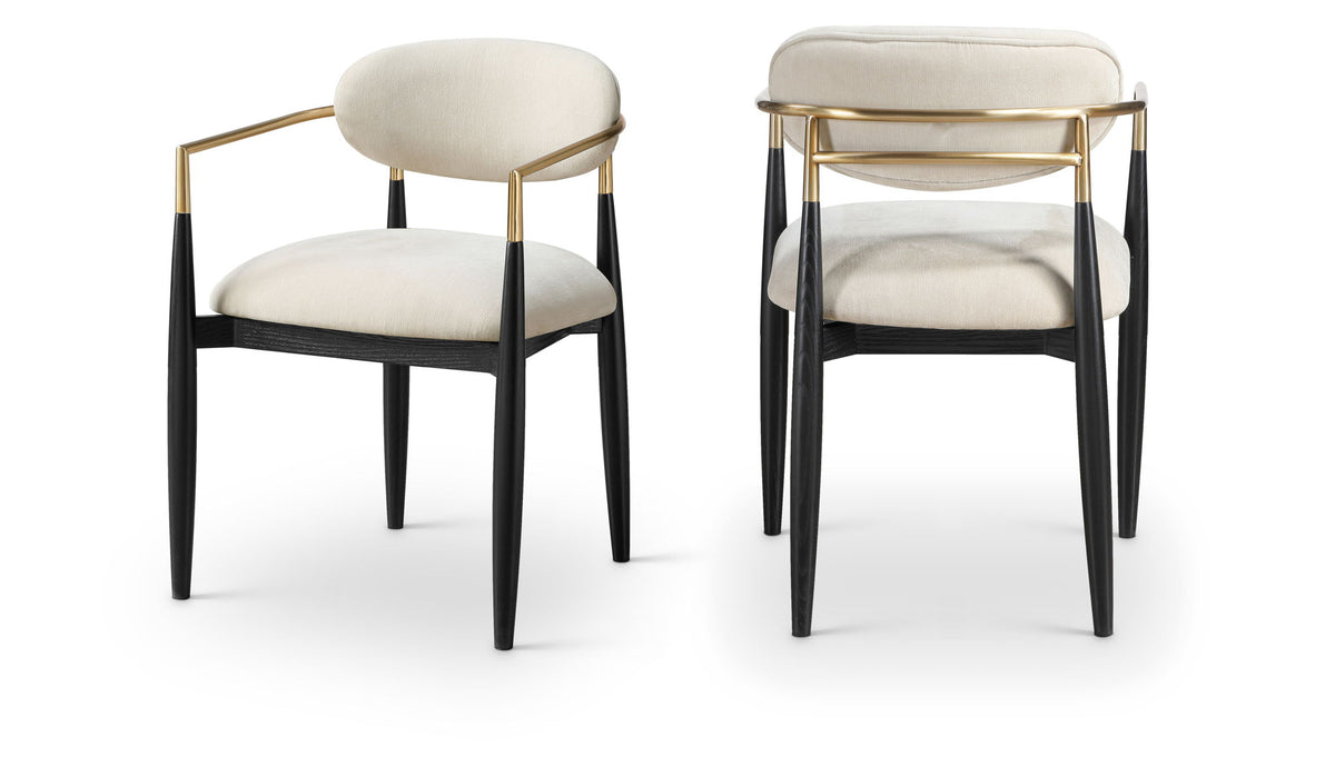 Riccio - Fabric Dining Arm Chair (Set of 2) - Black And Gold Frame