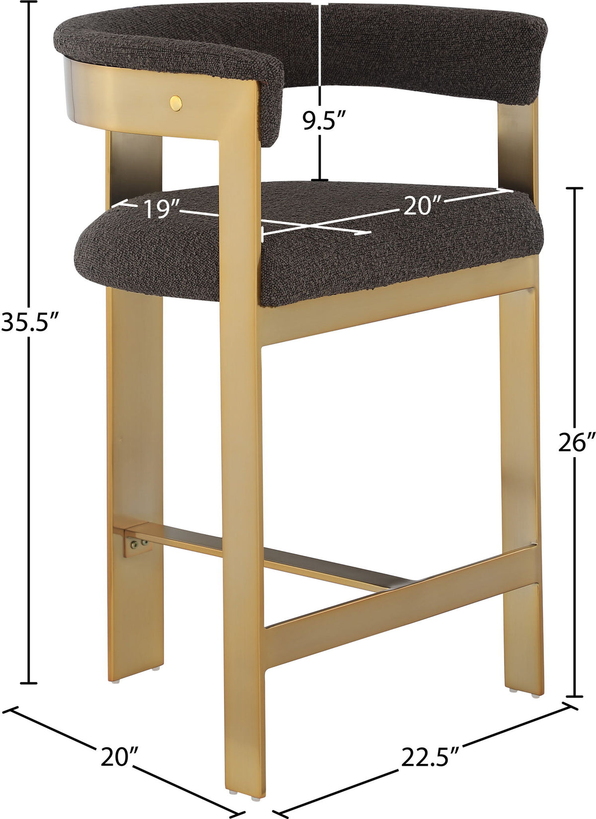 Romeo - Boucle Counter Stool With Gold Base (Set of 2)