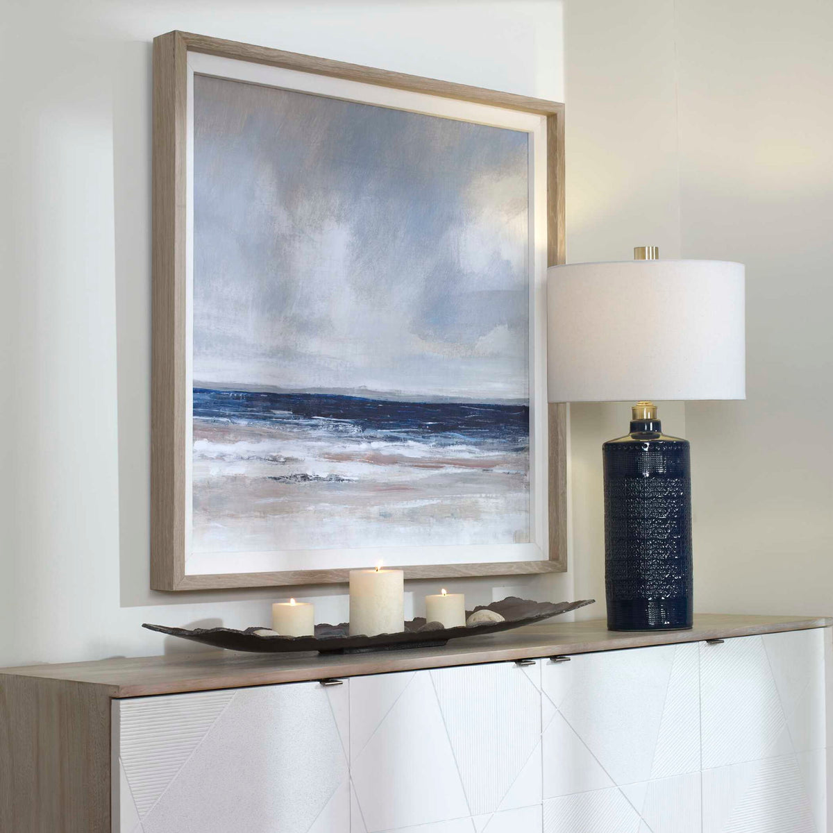 Distant Land - Framed Print - Blue