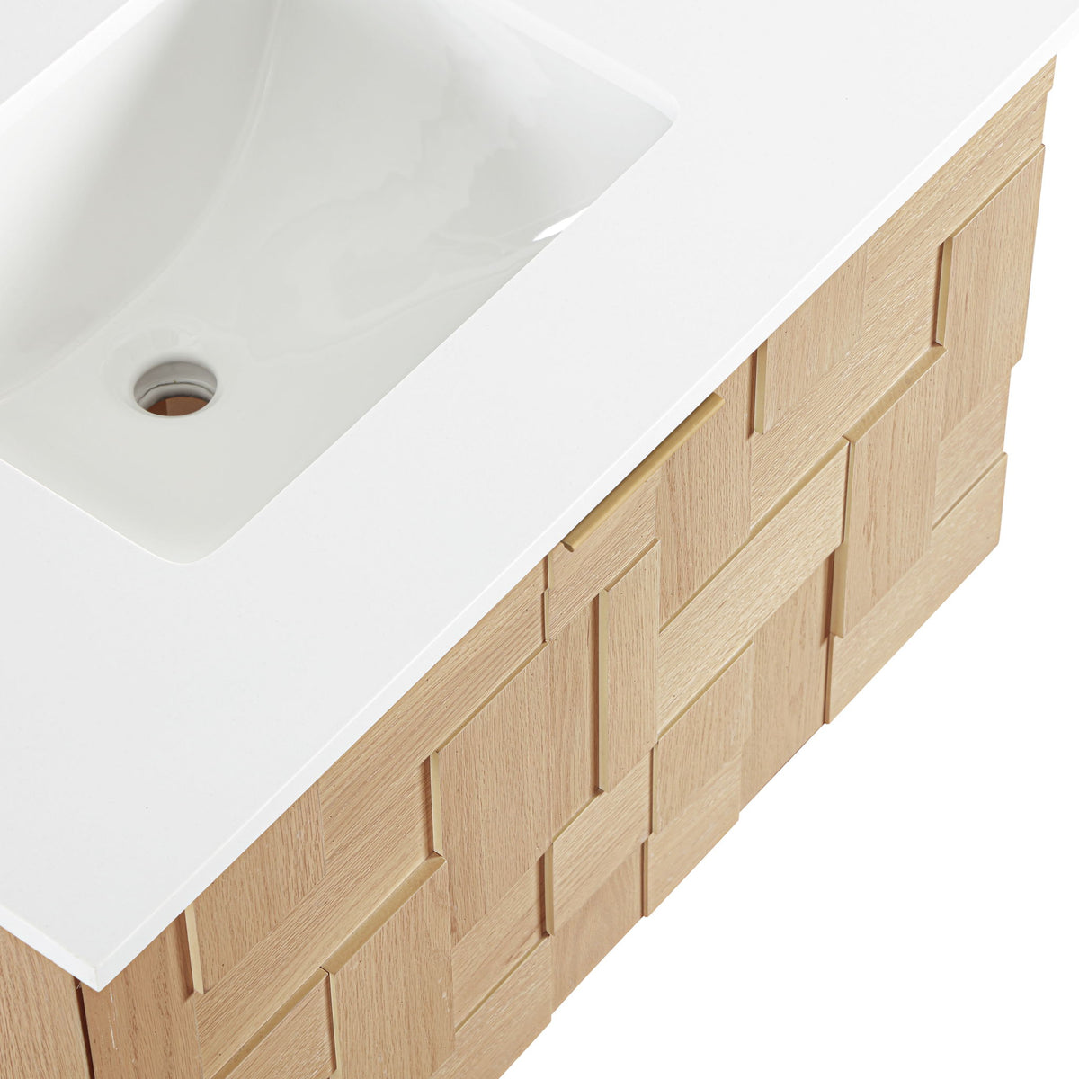 Leonardo - Engineered Stone And Solid Wood 24" Wall Mounted Bathroom Vanity