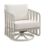 Breeze - Cream Metal Outdoor Swivel Lounge Chair With Cushions - Pearl