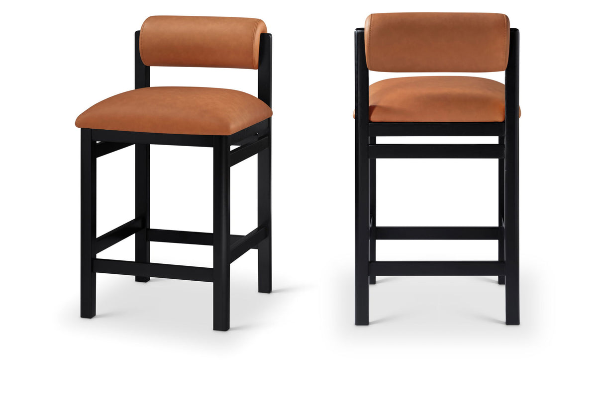 Roundhill - Faux Leather Counter Stool - Black Frame