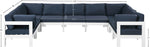 Nizuc - Outdoor Patio 9 Piece Modular Sectional With White Frame