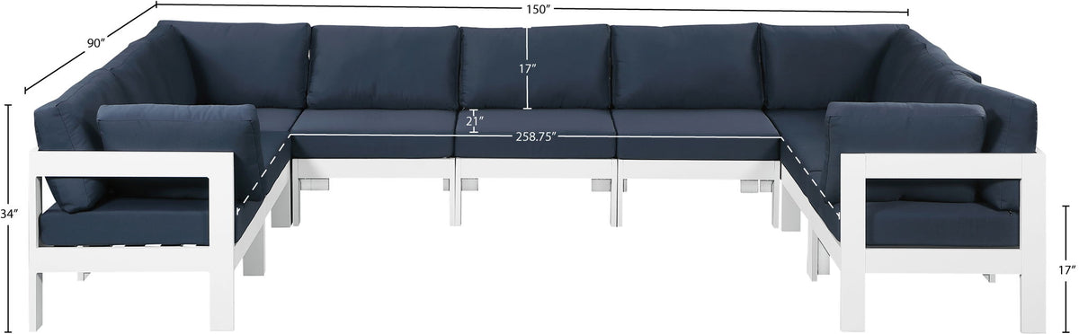 Nizuc - Outdoor Patio 9 Piece Modular Sectional With White Frame