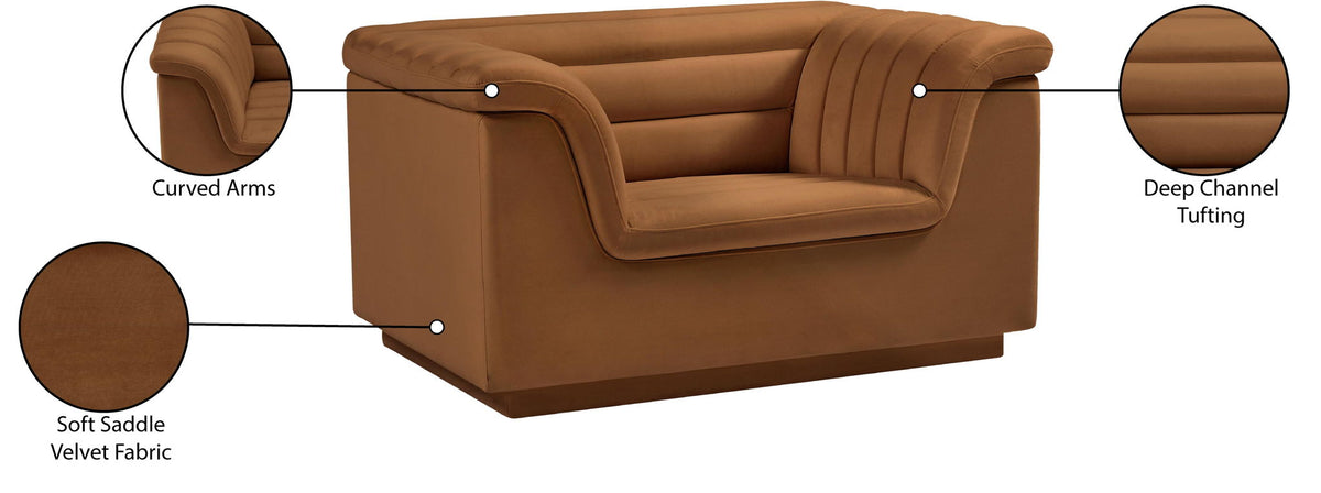 Cascade - Velvet Chair - Saddle