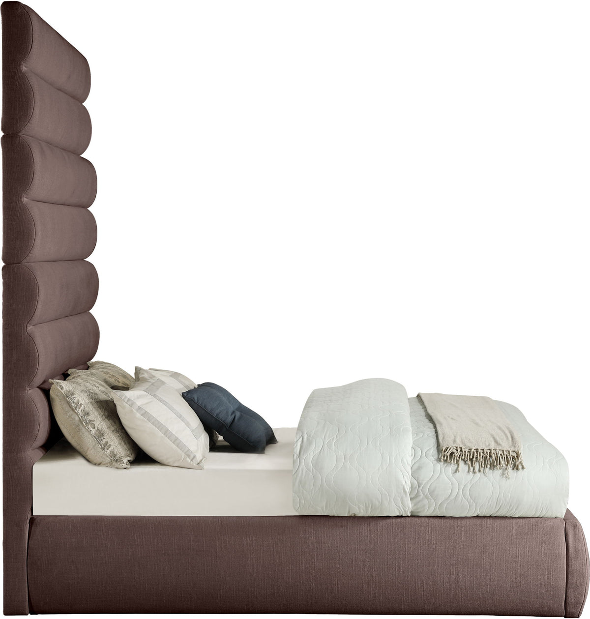 Adam - Linen Fabric Bed With 89" Headboard
