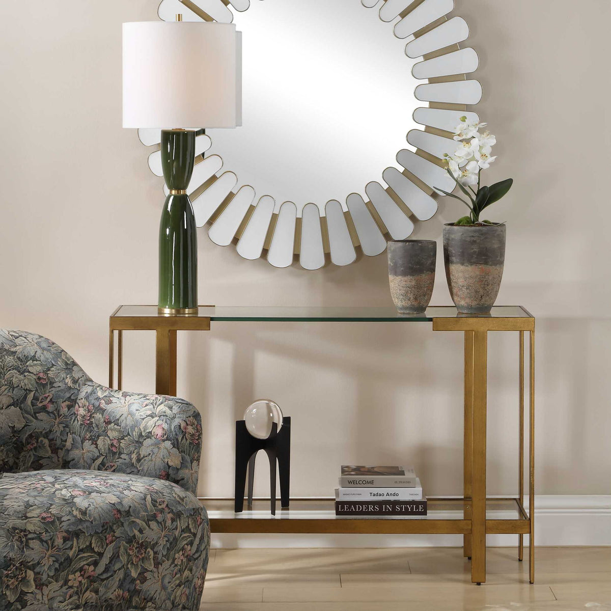 Kendrick - Glass Console Table - Gold