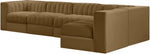 Rummi - Velvet Performance Fabric Upholstered 5 Piece Modular Sectional, L-Shaped (Right)