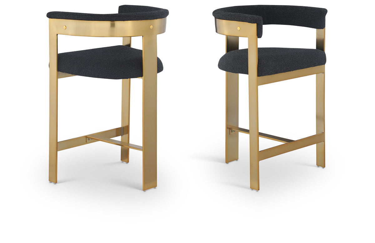 Romeo - Boucle Counter Stool With Gold Base (Set of 2)