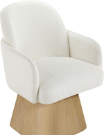 Marlowe - Linen Textured Fabric Upholstered Swivel Dining Arm Chair - Stained Natural