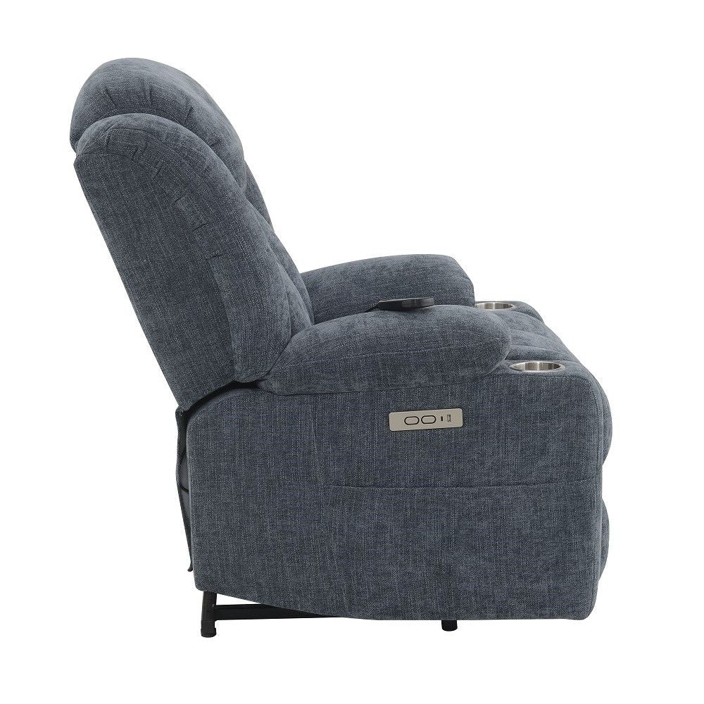 Omarion - Power Recliner With Lift & Heating & Massage - Blue Chenille