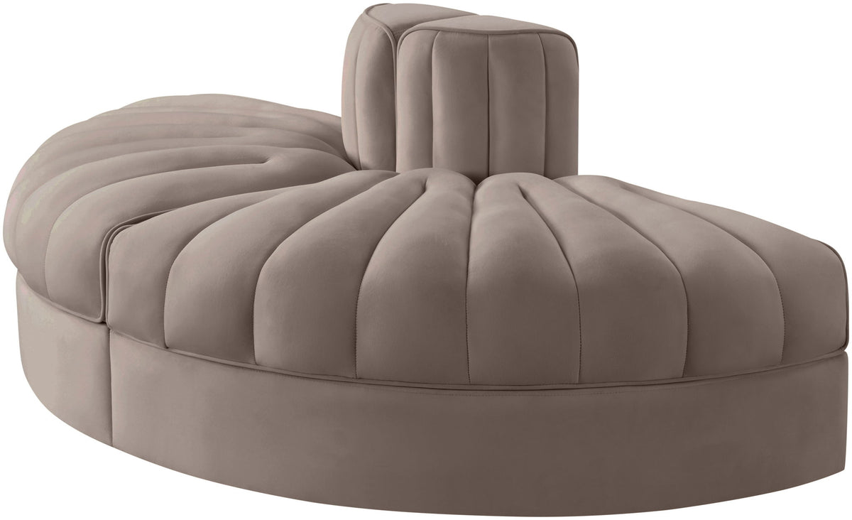 Rummi - Velvet Performance Fabric Upholstered 2 Piece  Rounded Modular Loveseat