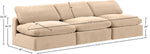 Comfy - Velvet Modular Armless Sofa 3 Seats