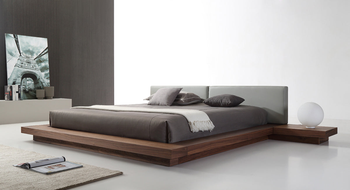 Queen Opal Modern Walnut & Grey Platform Bed by VIG Furniture - View 1