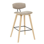 Fox - Bar Height Curved Back Wood Bar Stool With Faux Leather Seat